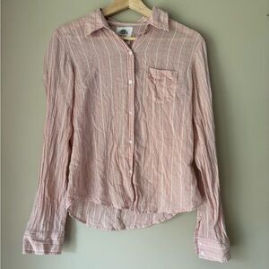 American Eagle Pink Cotton Button-up Top